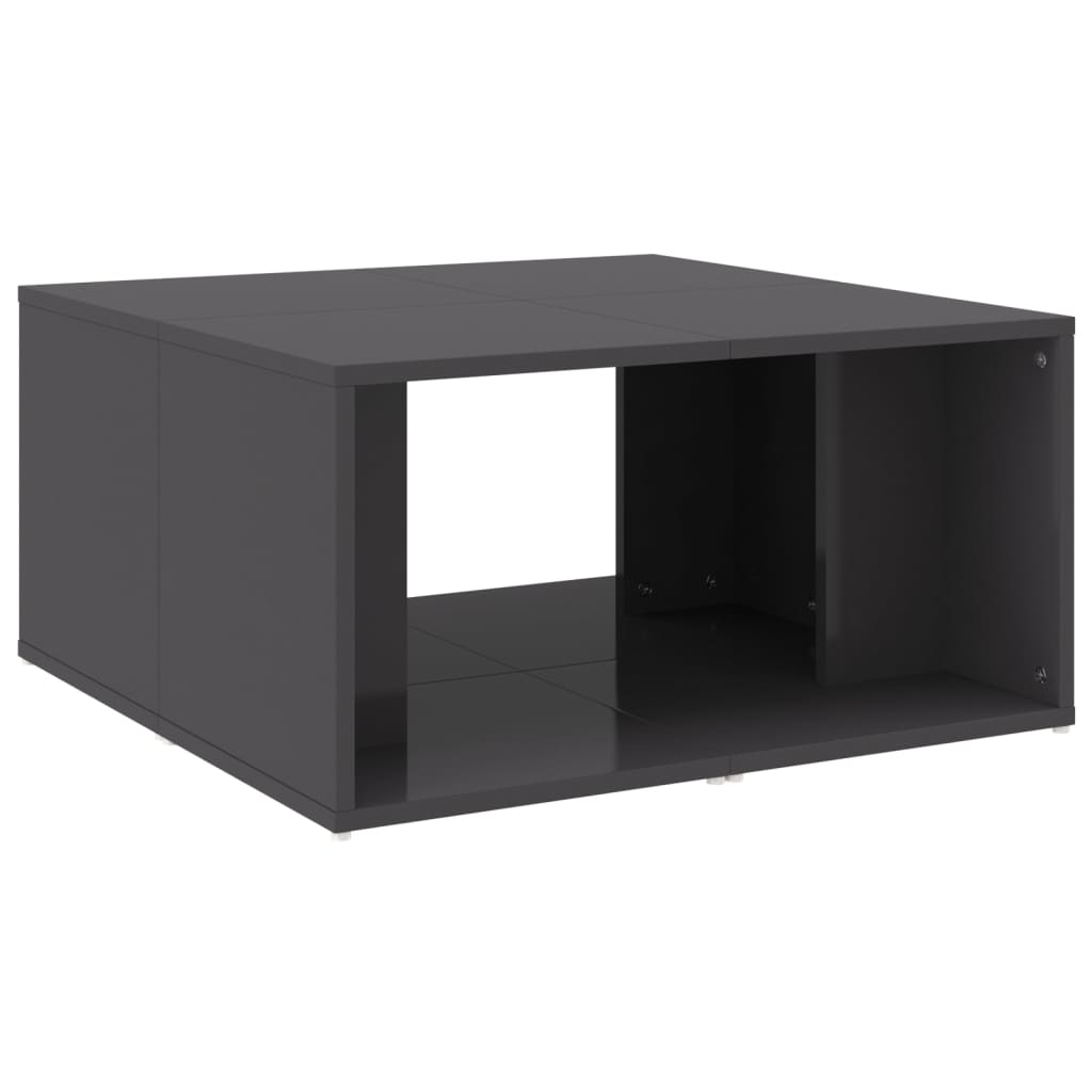4 db magasfényű szürke szerelt fa dohányzóasztal 33x33x33 cm
