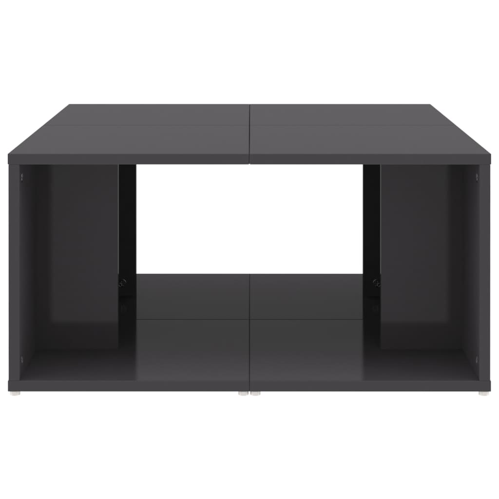 4 db magasfényű szürke szerelt fa dohányzóasztal 33x33x33 cm