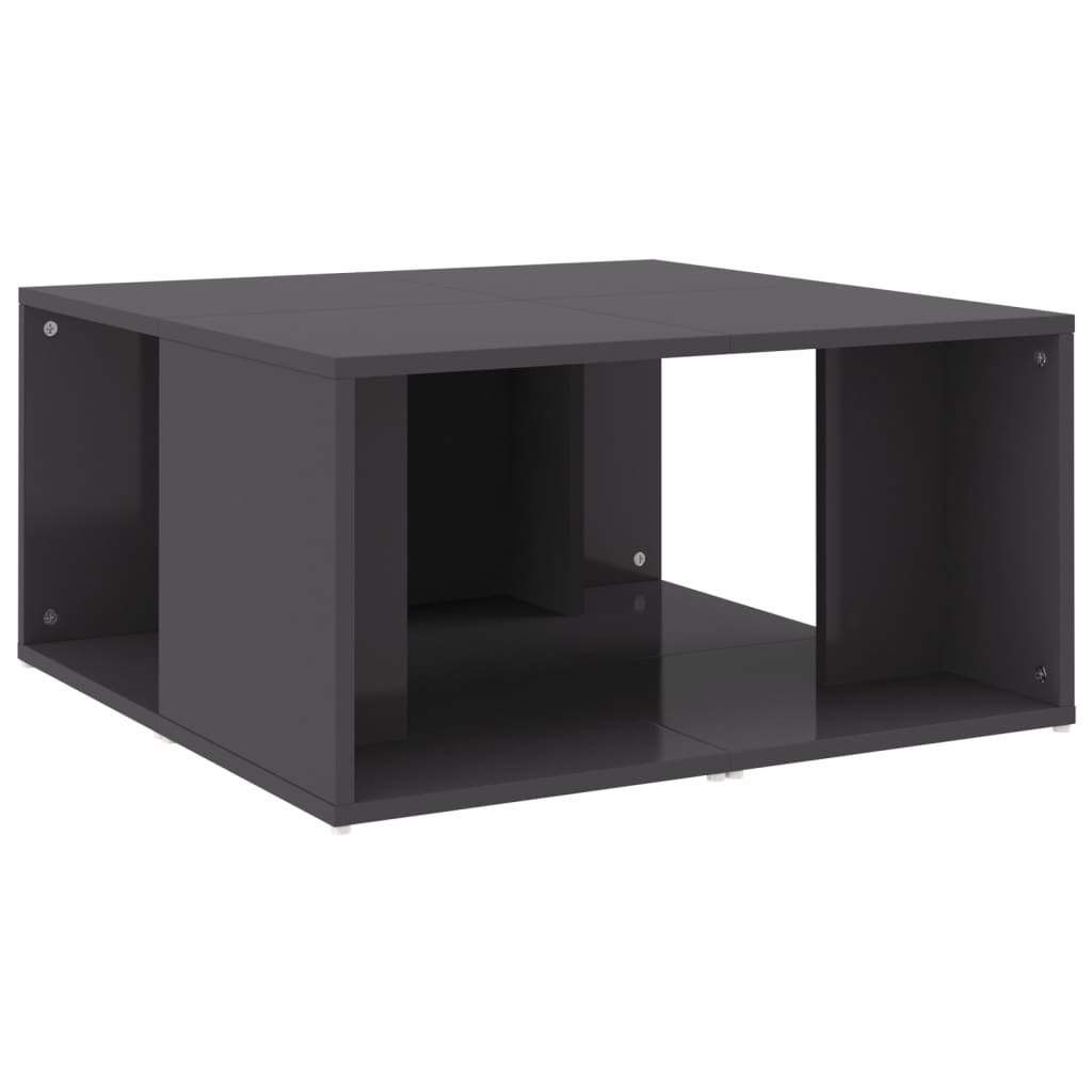 4 db magasfényű szürke szerelt fa dohányzóasztal 33x33x33 cm