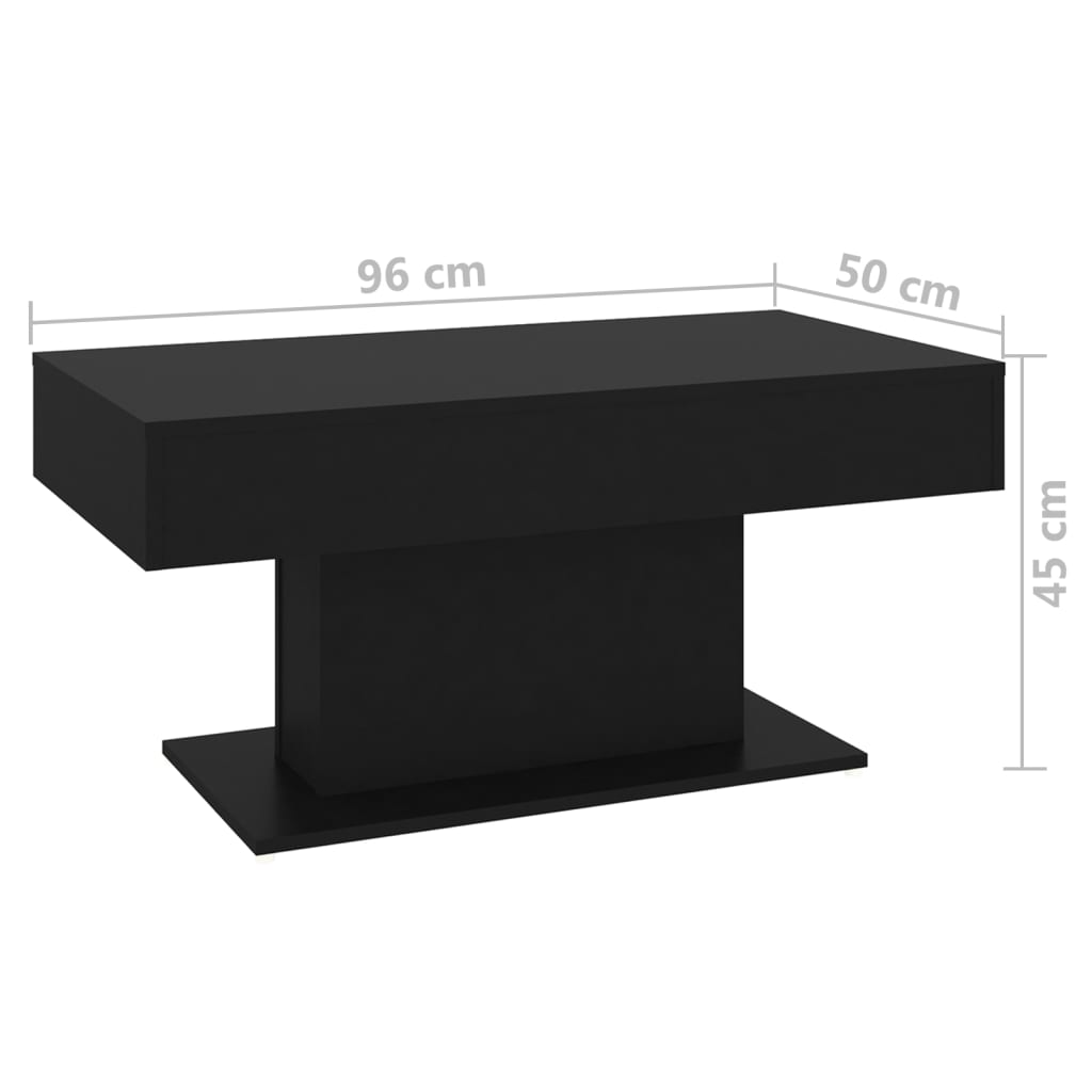 fekete szerelt fa dohányzóasztal 96 x 50 x 45 cm