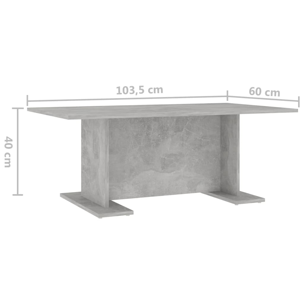 betonszürke szerelt fa dohányzóasztal 103,5 x 60 x 40 cm