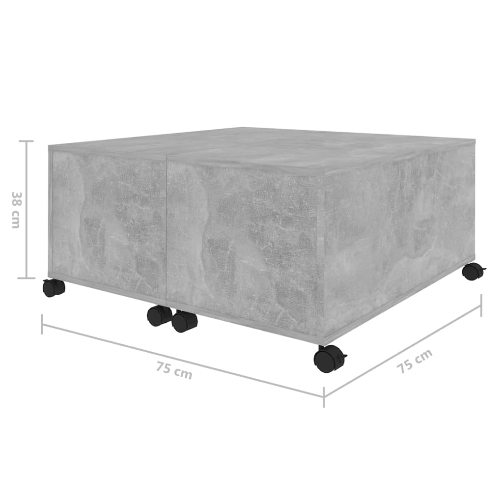 betonszürke szerelt fa dohányzóasztal 75 x 75 x 38 cm