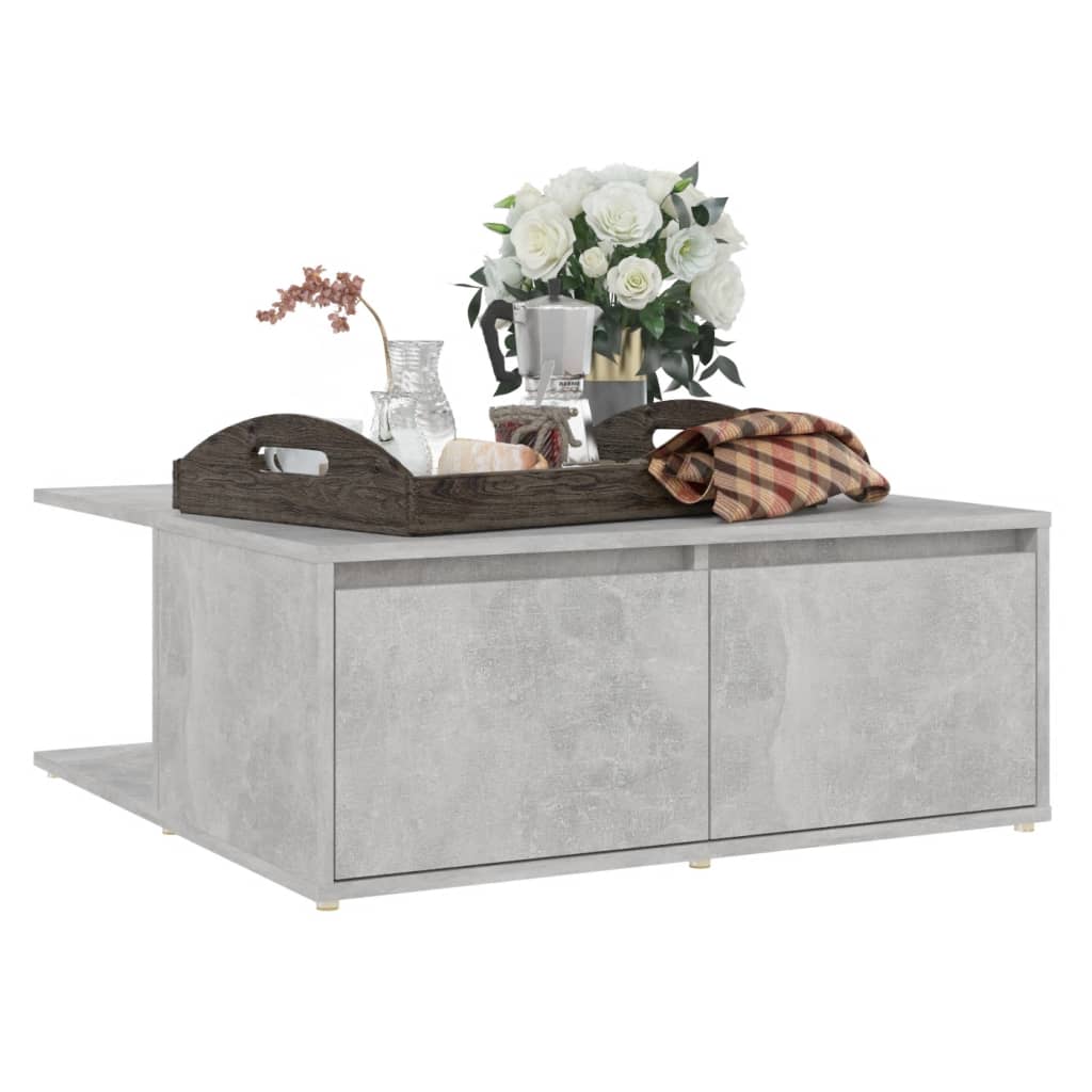 betonszürke szerelt fa dohányzóasztal 80 x 80 x 31 cm