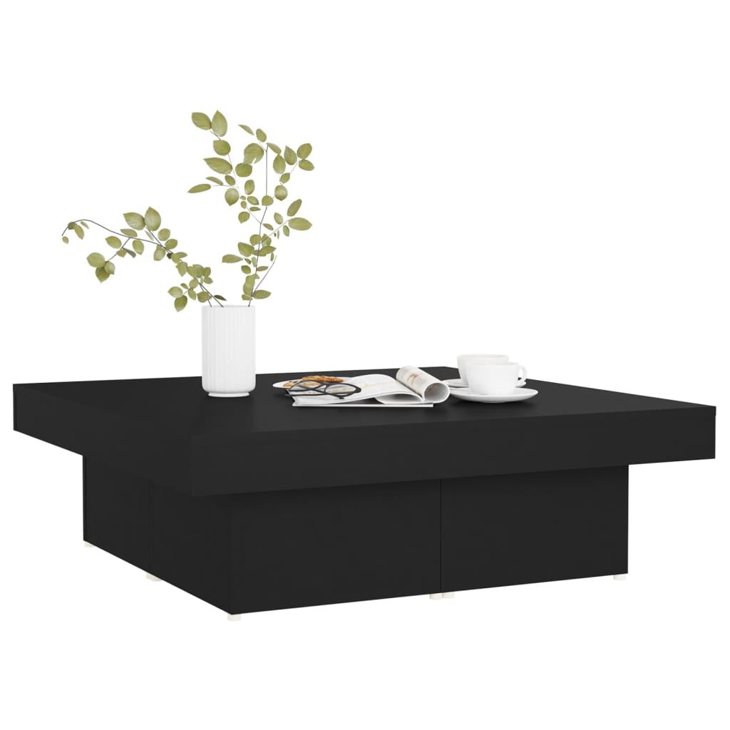 fekete szerelt fa dohányzóasztal 90 x 90 x 28 cm