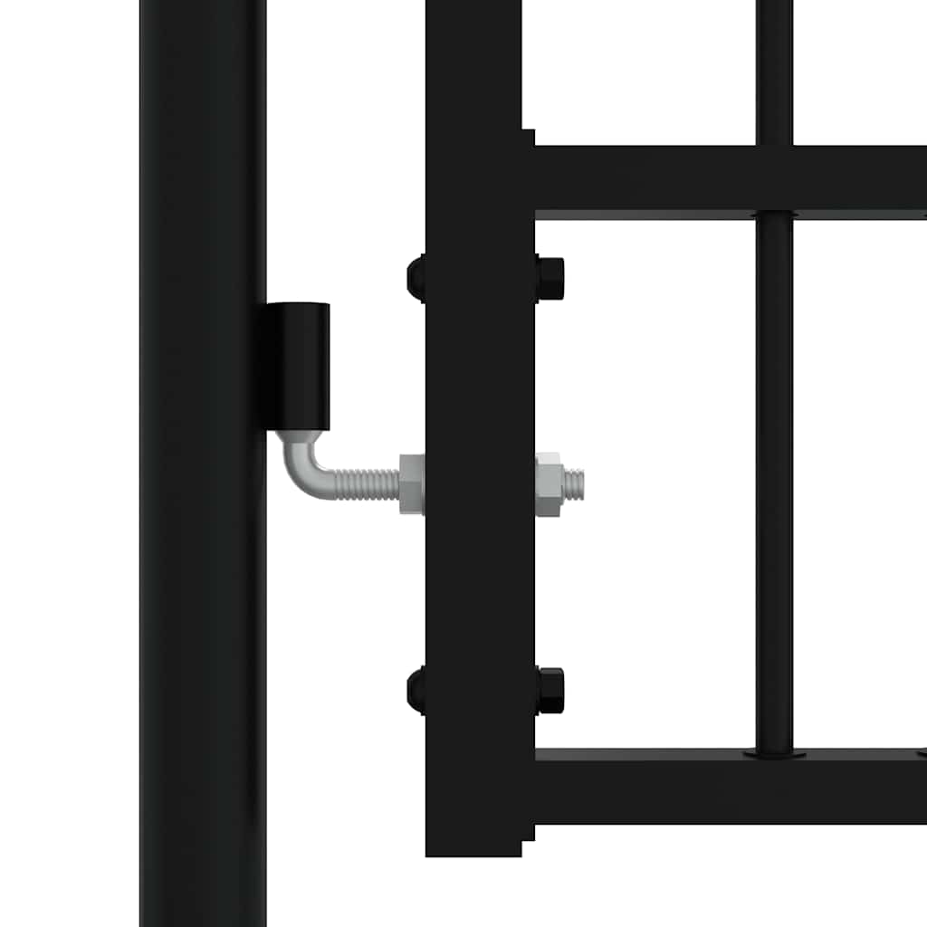 fekete acél kerítéskapu KAMPEN lándzsás tetejű 302 x 172 cm