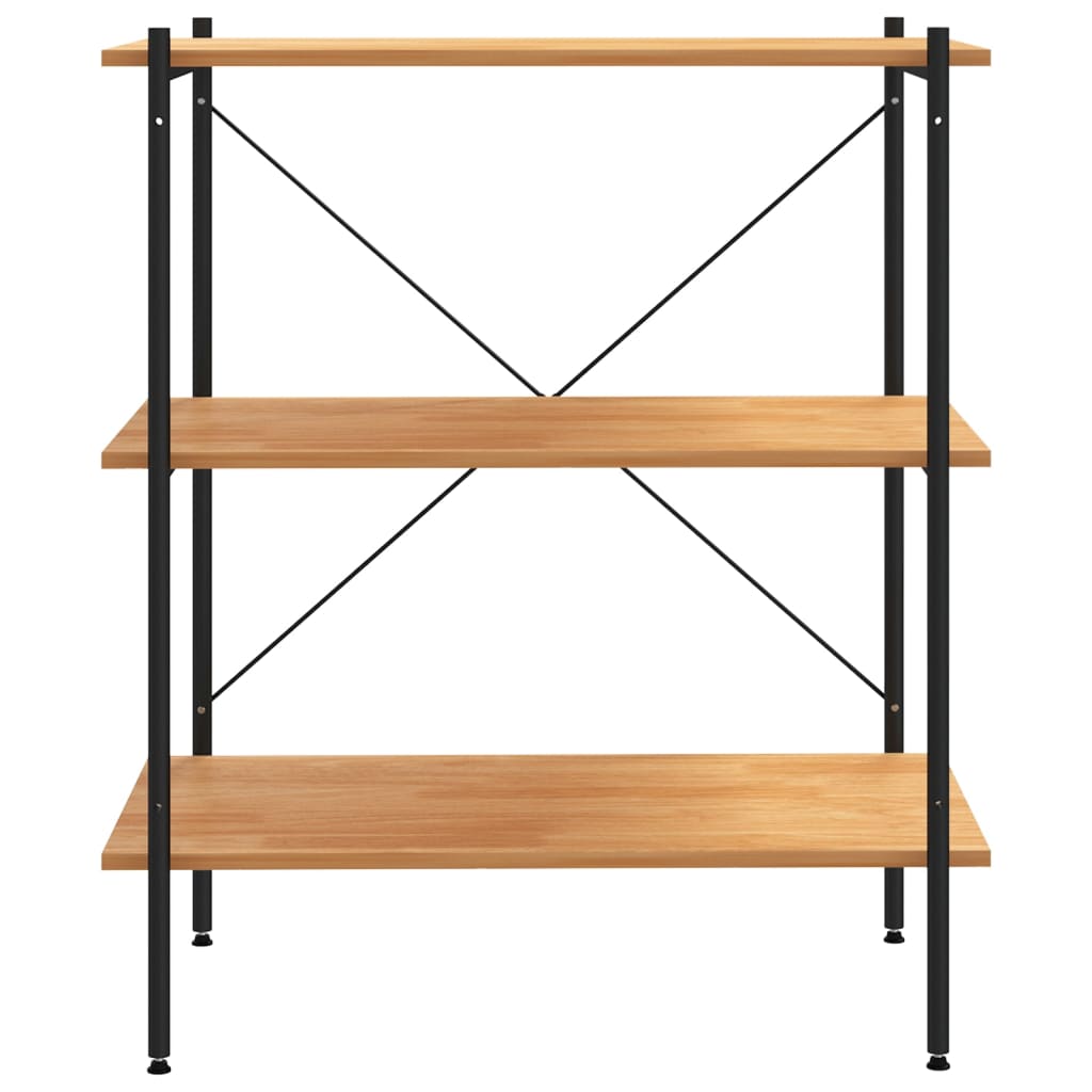 3-szintes fekete és tölgyfa polcrendszer 80 x 40 x 92 cm