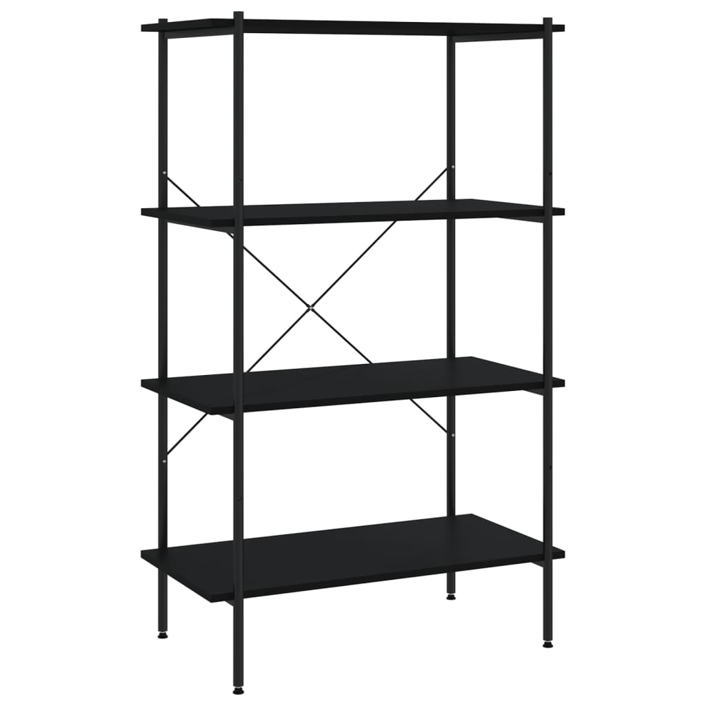 fekete 4 szintes polcrendszer 80 x 40 x 130 cm