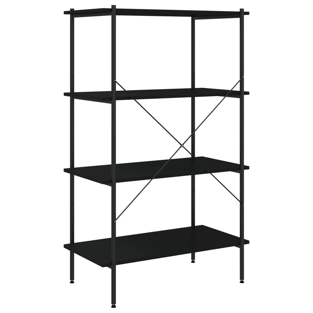 fekete 4 szintes polcrendszer 80 x 40 x 130 cm