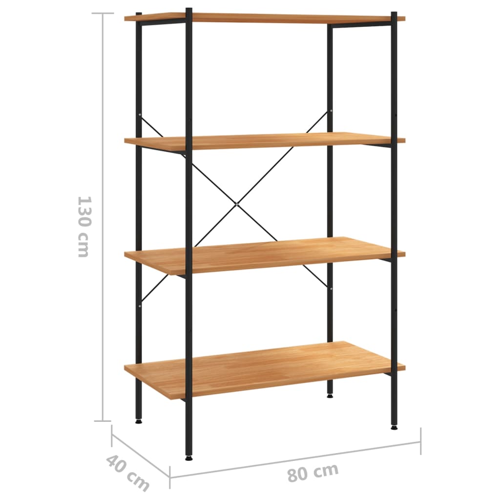 fekete és tölgy 4 szintes polcrendszer 80 x 40 x 130 cm