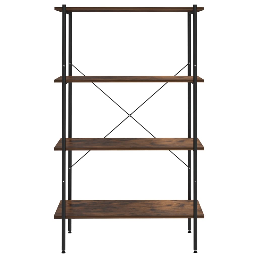 fekete és sötét faszínű 4 szintes polcrendszer 80 x 40 x 130 cm