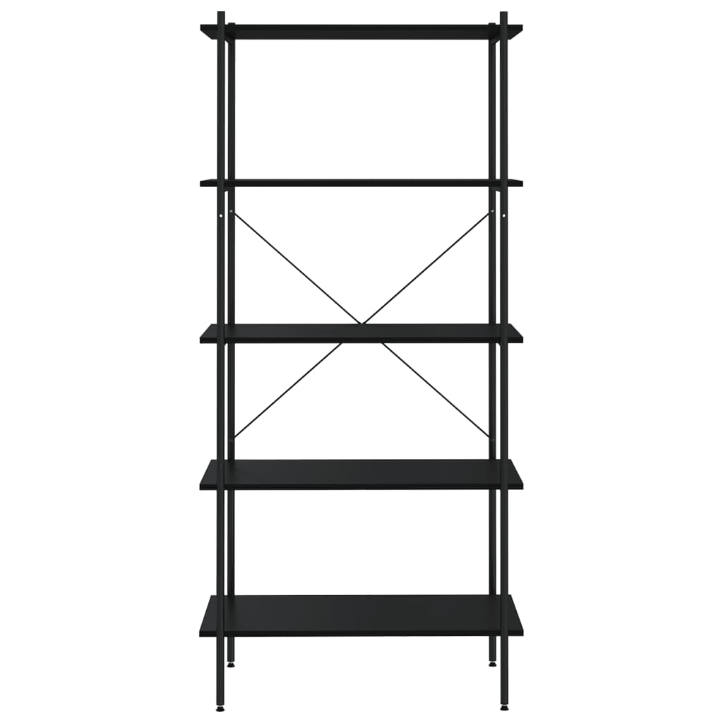 fekete 5 szintes polcrendszer 80x40x163 cm
