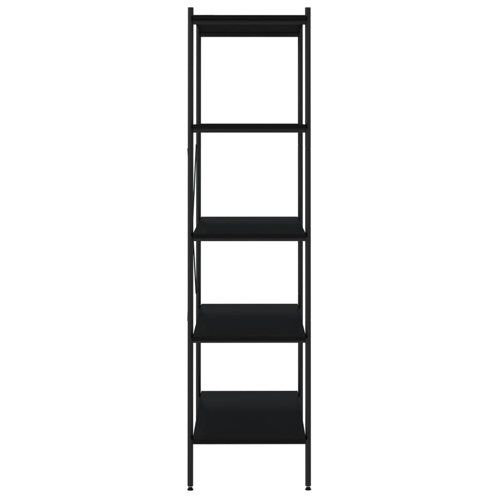 fekete 5 szintes polcrendszer 80x40x163 cm