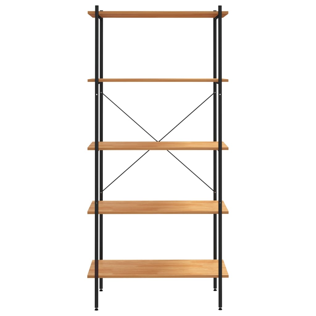 5 szintes polcrendszer fekete és tölgy 80x40x163 cm