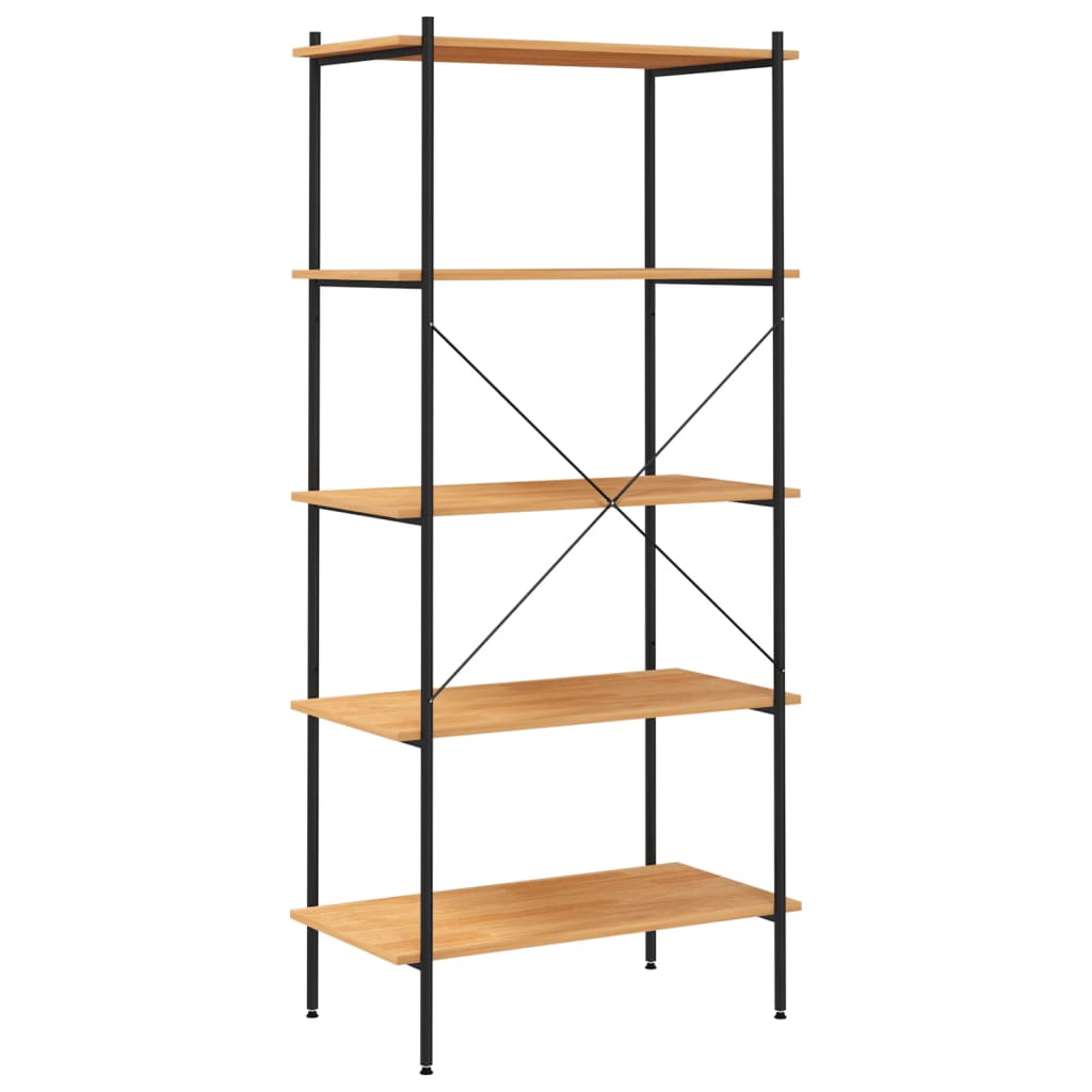 5 szintes polcrendszer fekete és tölgy 80x40x163 cm