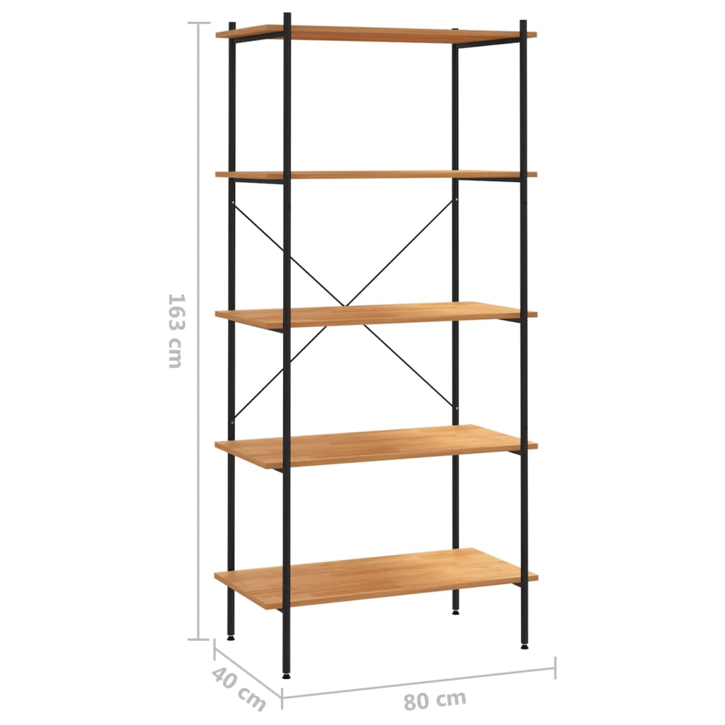 5 szintes polcrendszer fekete és tölgy 80x40x163 cm