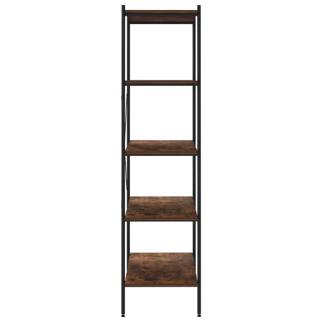 fekete és sötét faszínű 4 szintes polcrendszer 80 x 40 x 163 cm