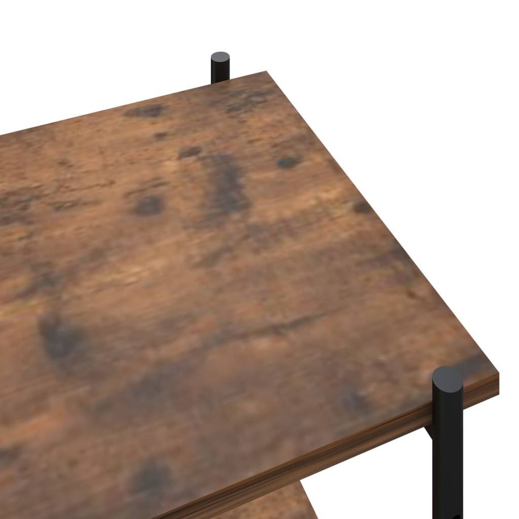fekete és sötét faszínű 4 szintes polcrendszer 80 x 40 x 163 cm