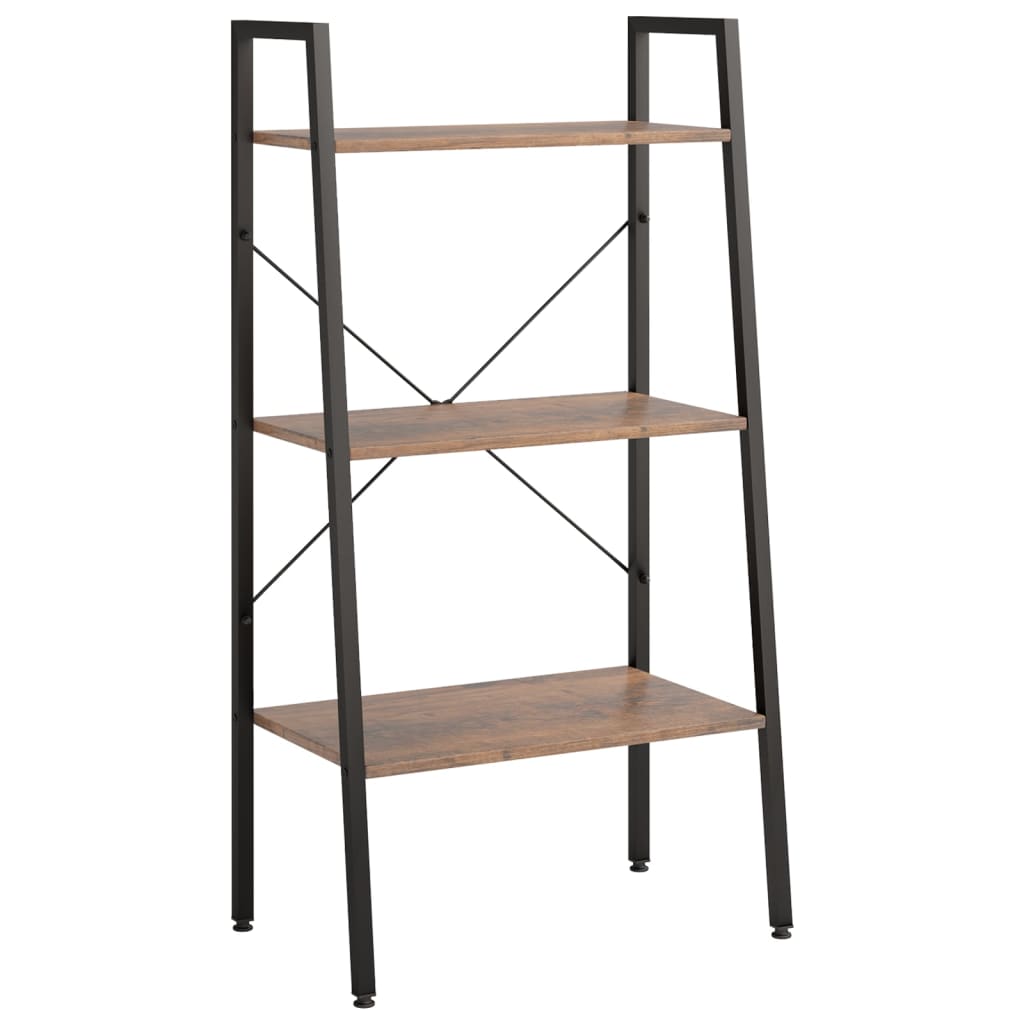 3 szintes sötétbarna és fekete állópolc 56 x 35 x 108 cm