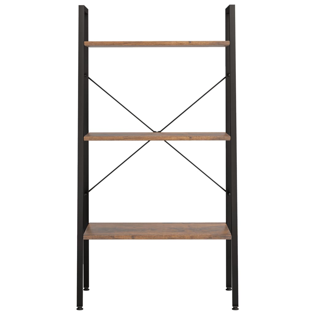 3 szintes sötétbarna és fekete állópolc 56 x 35 x 108 cm