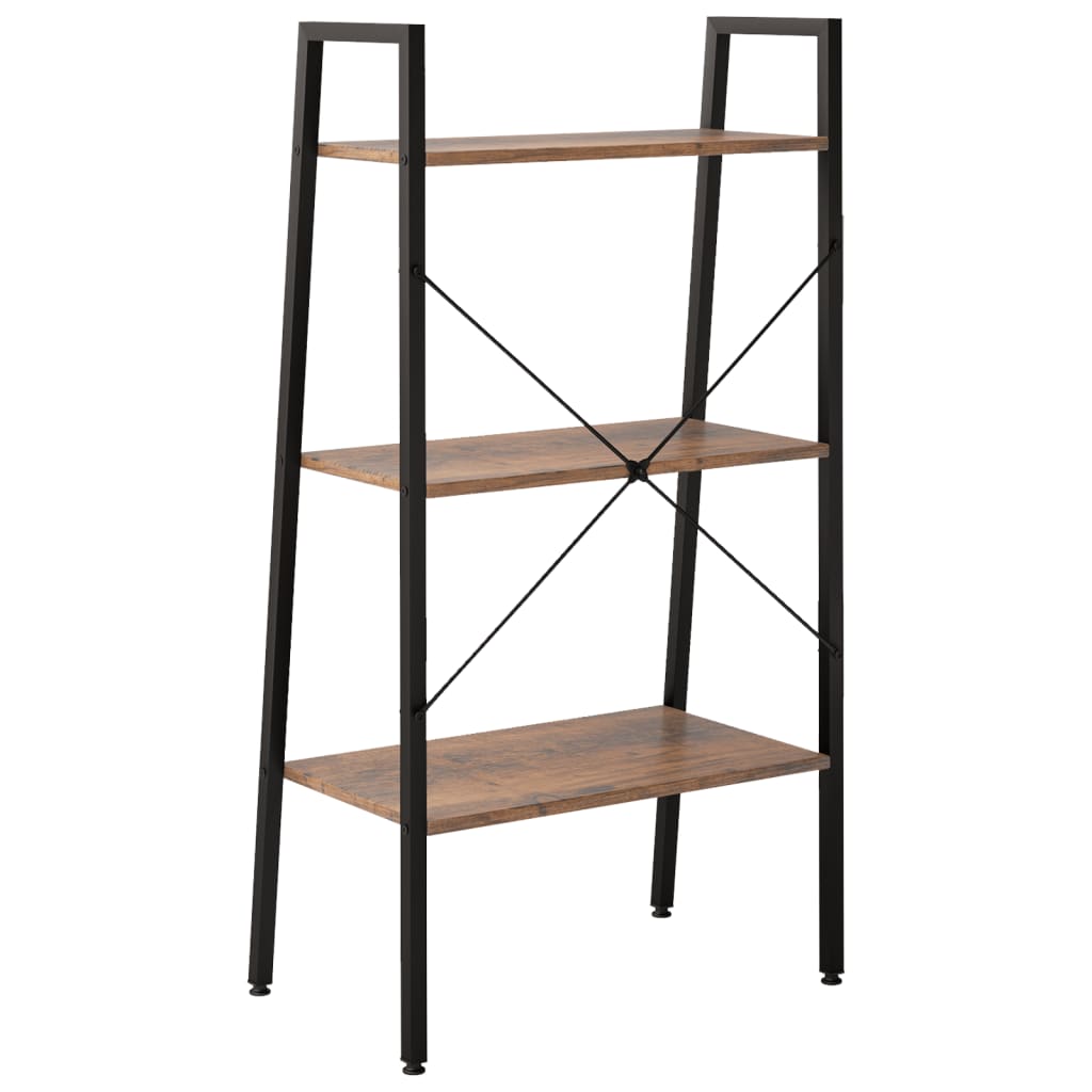 3 szintes sötétbarna és fekete állópolc 56 x 35 x 108 cm