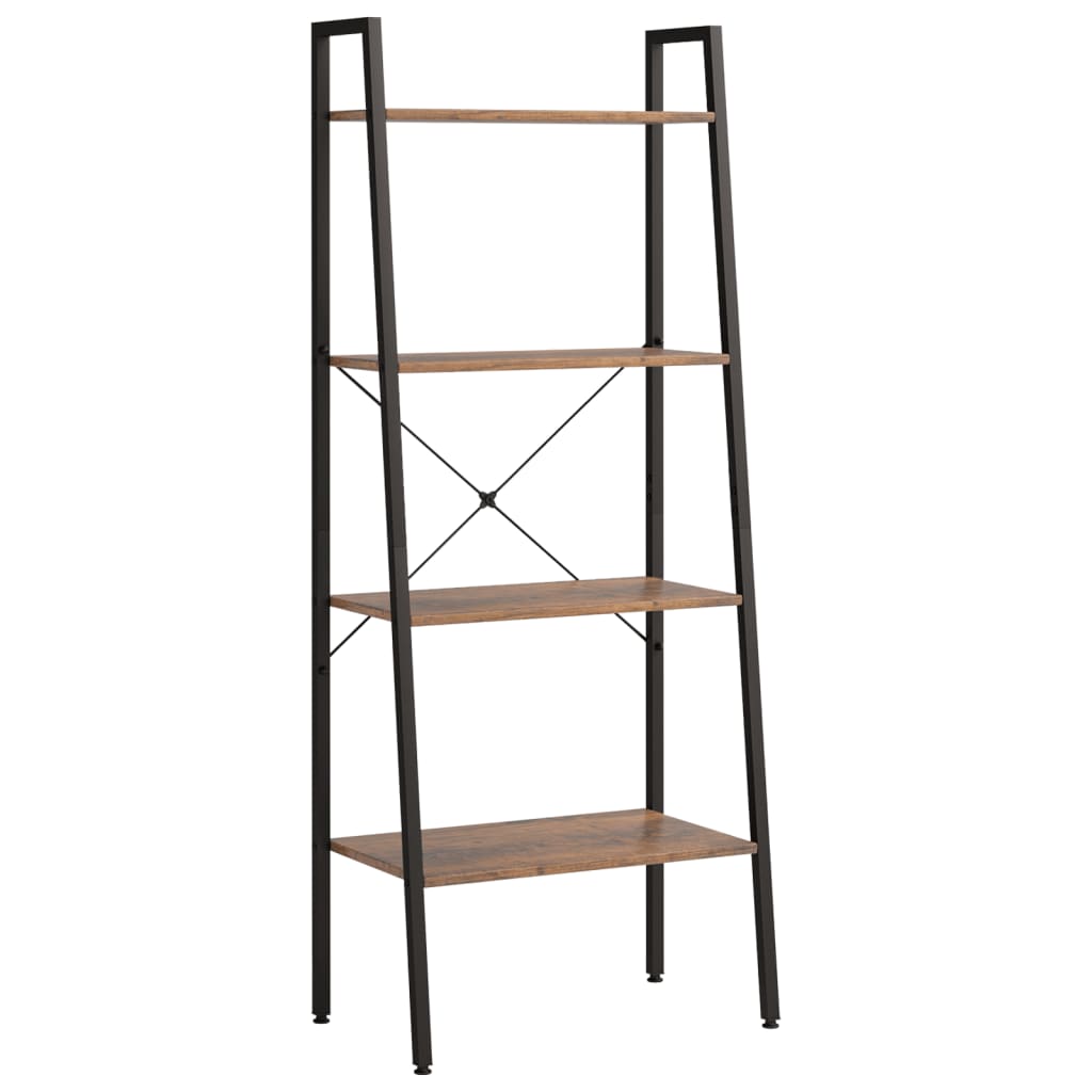 4 szintes sötétbarna és fekete állópolc 56 x 35 x 140 cm