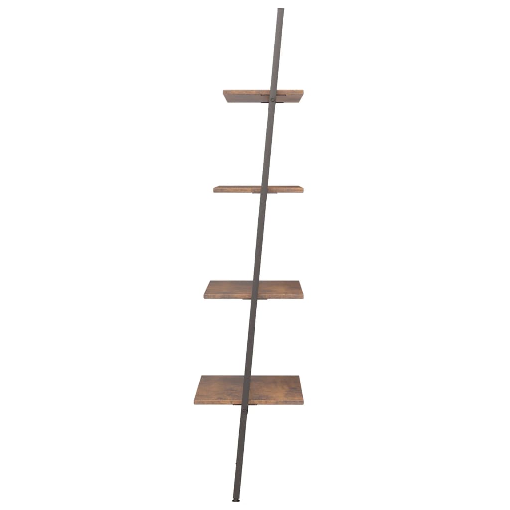 4 szintes sötétbarna és fekete létrapolc 64 x 34 x 150,5 cm