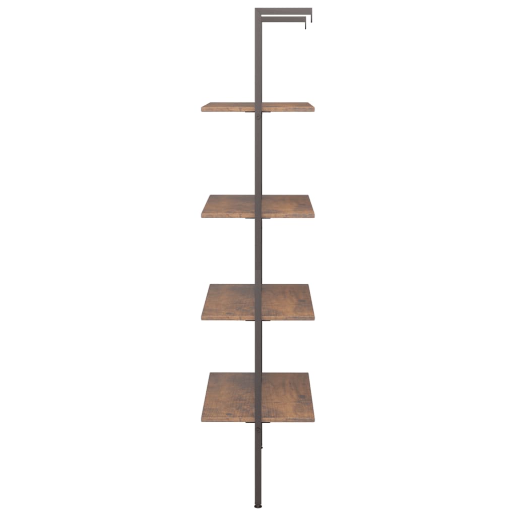 4 szintes sötétbarna és fekete létrapolc 64 x 35 x 152,5 cm