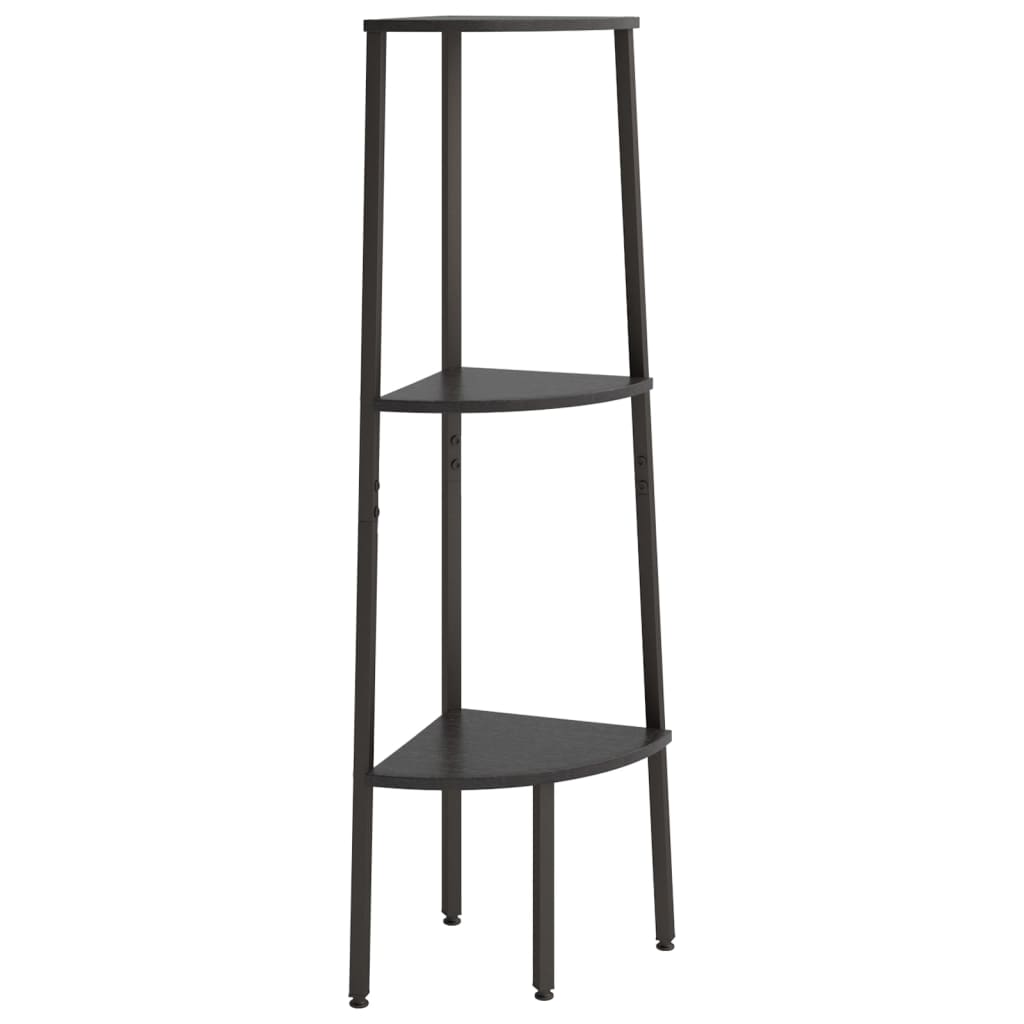 3 szintes fekete sarokpolc 45,5 x 31,5 x 120 cm