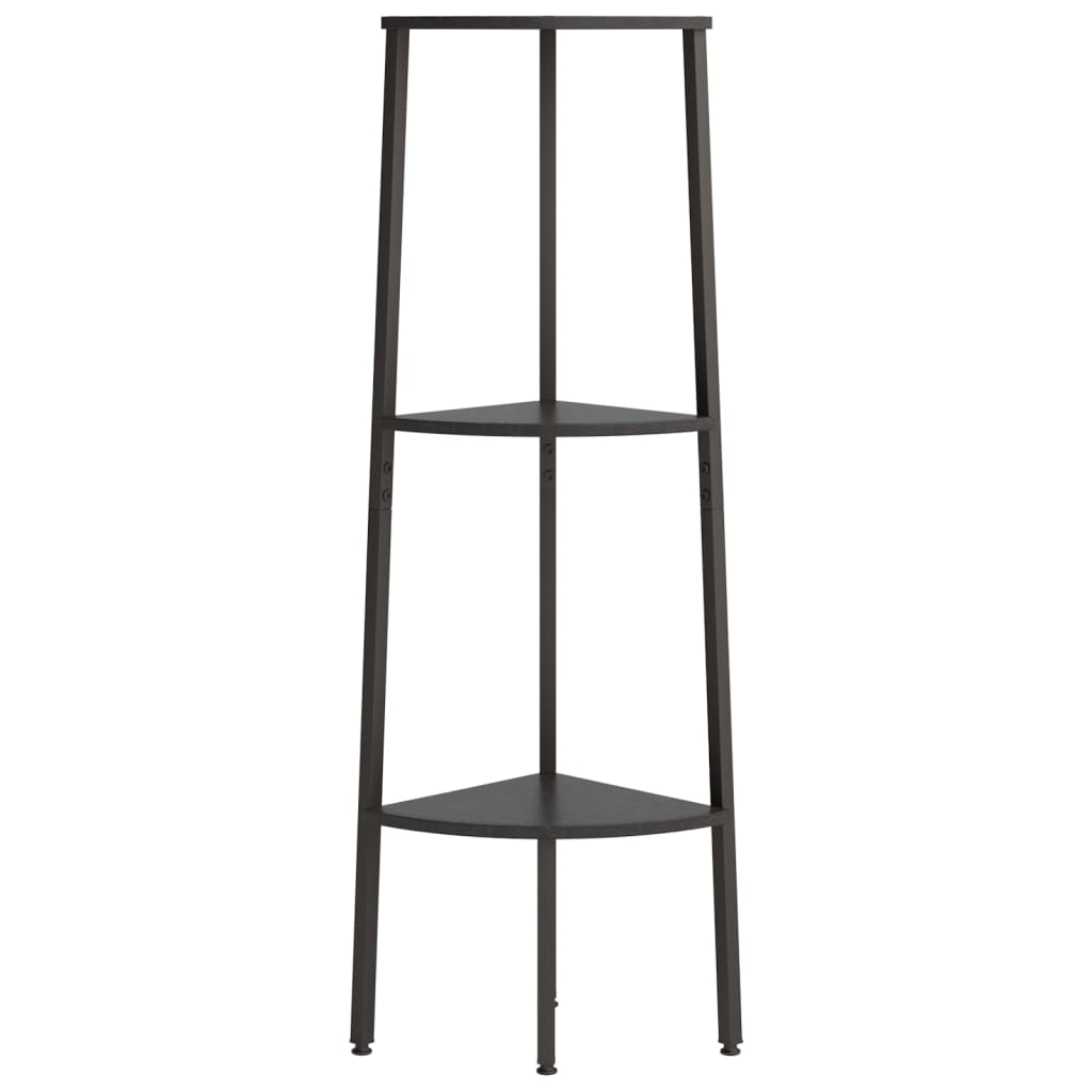 3 szintes fekete sarokpolc 45,5 x 31,5 x 120 cm
