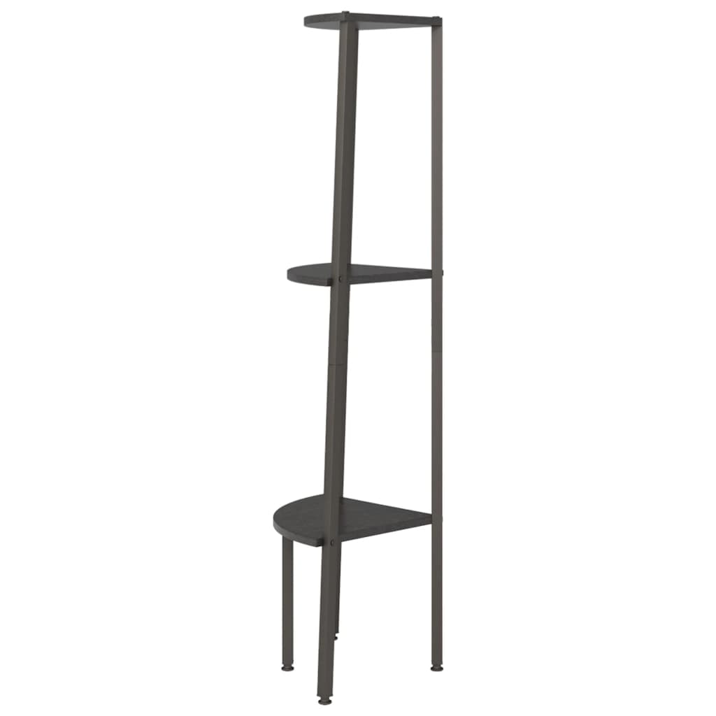 3 szintes fekete sarokpolc 45,5 x 31,5 x 120 cm