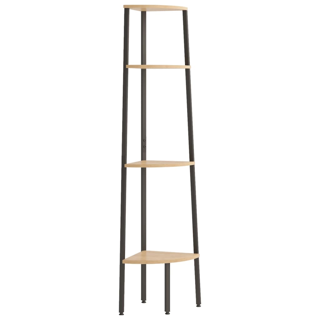 4-szintes világosbarna és fekete sarokpolc 45,5 x 31,5 x 150 cm