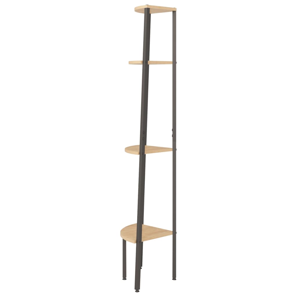 4-szintes világosbarna és fekete sarokpolc 45,5 x 31,5 x 150 cm