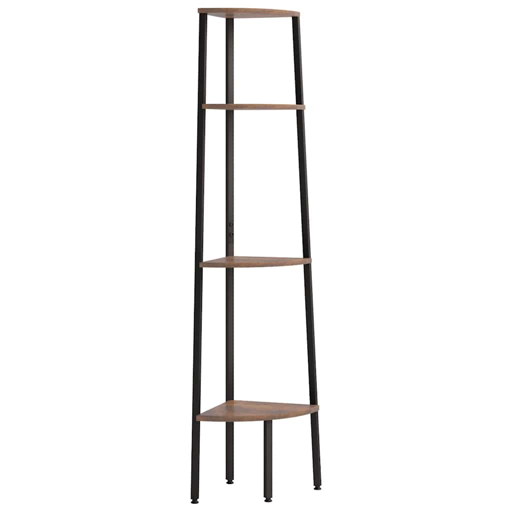 4-szintes sötétbarna és fekete sarokpolc 45,5 x 31,5 x 150 cm