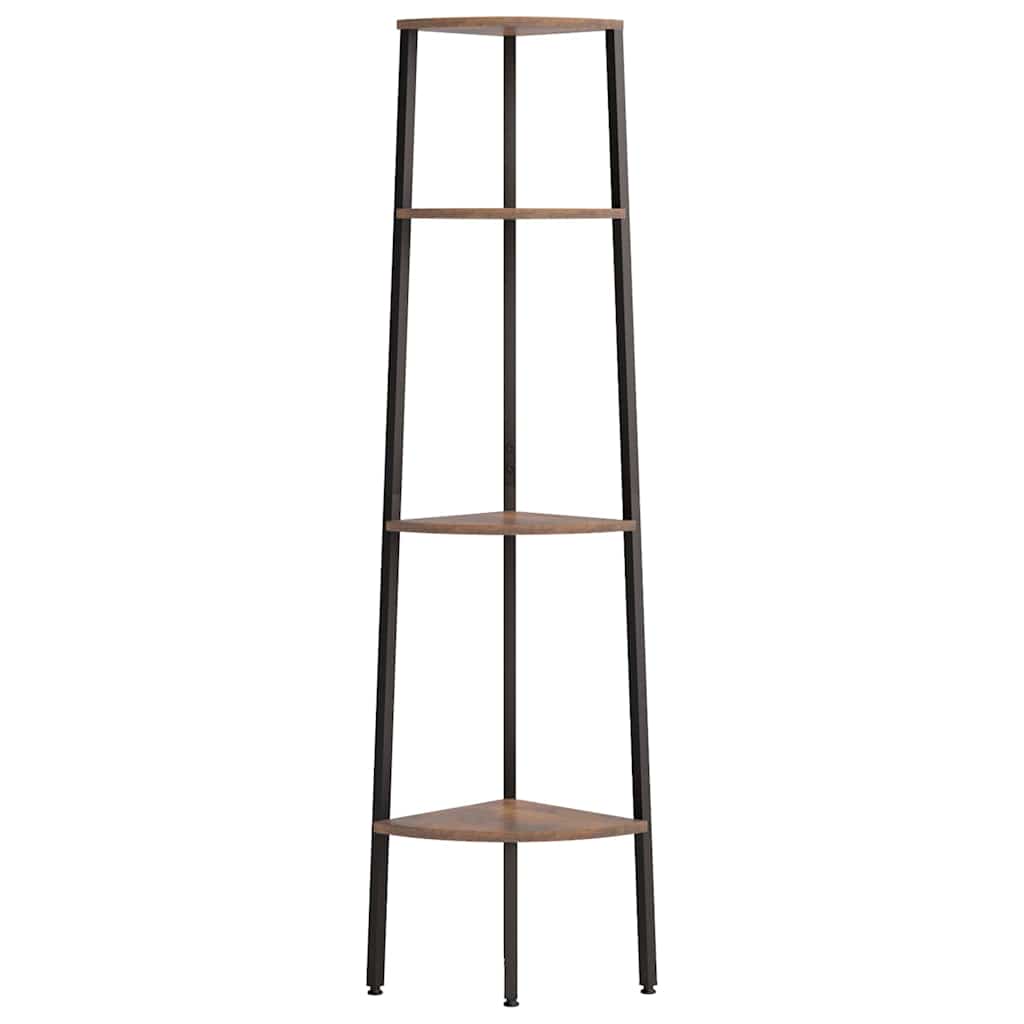 4-szintes sötétbarna és fekete sarokpolc 45,5 x 31,5 x 150 cm
