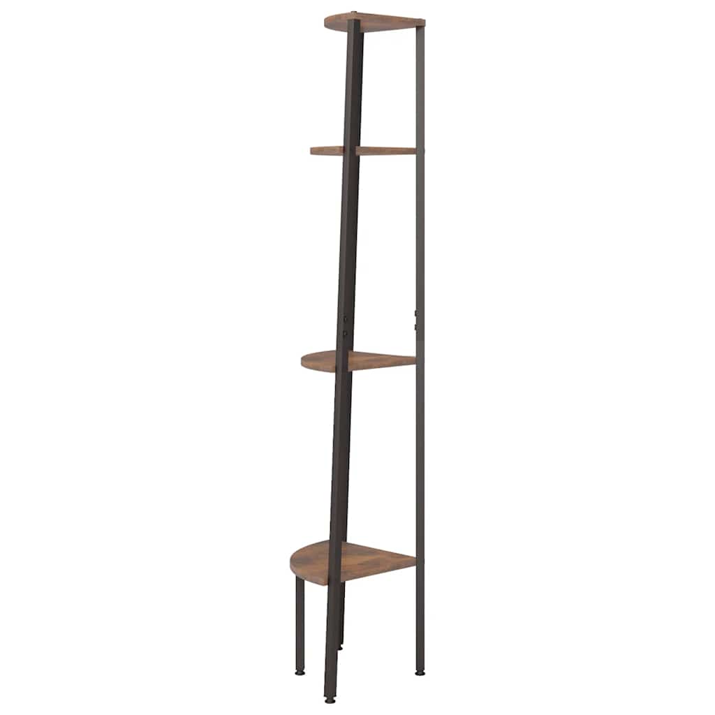 4-szintes sötétbarna és fekete sarokpolc 45,5 x 31,5 x 150 cm