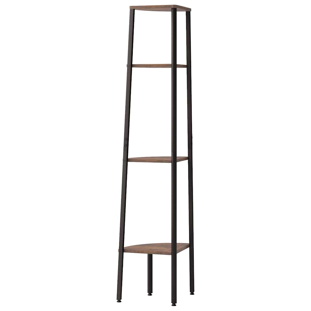 4-szintes sötétbarna és fekete sarokpolc 45,5 x 31,5 x 150 cm