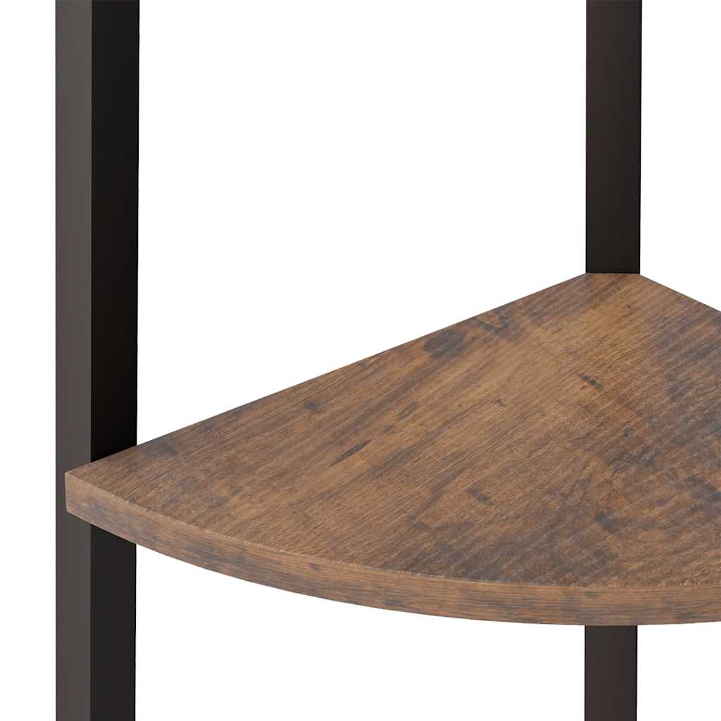 4-szintes sötétbarna és fekete sarokpolc 45,5 x 31,5 x 150 cm