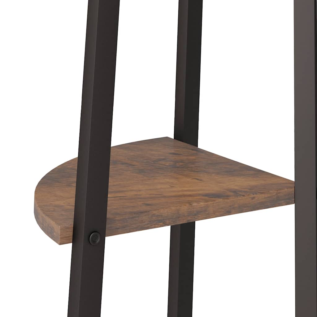 4-szintes sötétbarna és fekete sarokpolc 45,5 x 31,5 x 150 cm