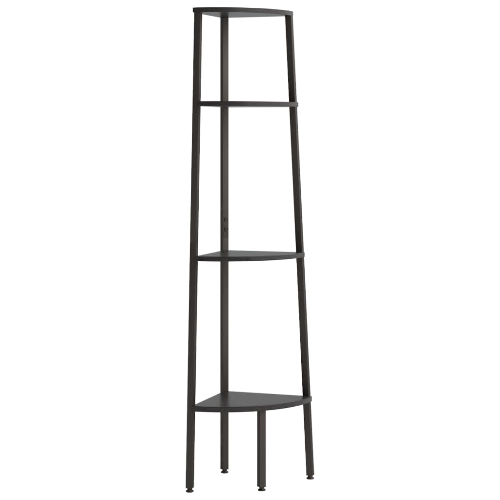 4 szintes fekete sarokpolc 45,5 x 31,5 x 150 cm
