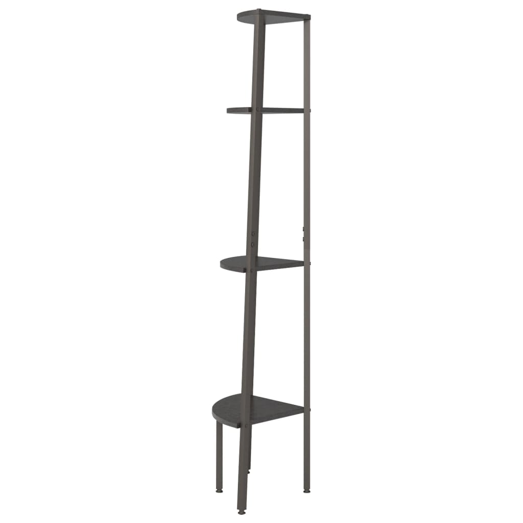 4 szintes fekete sarokpolc 45,5 x 31,5 x 150 cm