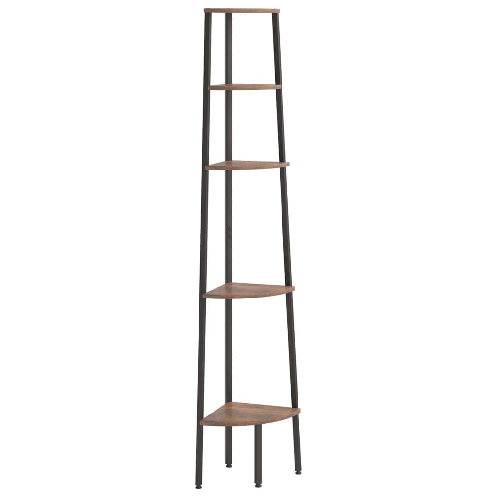 5 szintes sötétbarna és fekete sarokpolc 45,5 x 31,5 x 180 cm