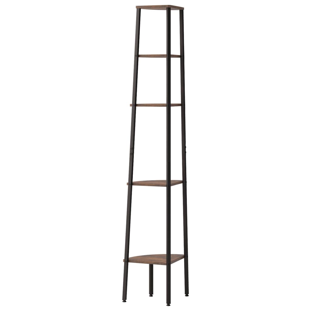 5 szintes sötétbarna és fekete sarokpolc 45,5 x 31,5 x 180 cm