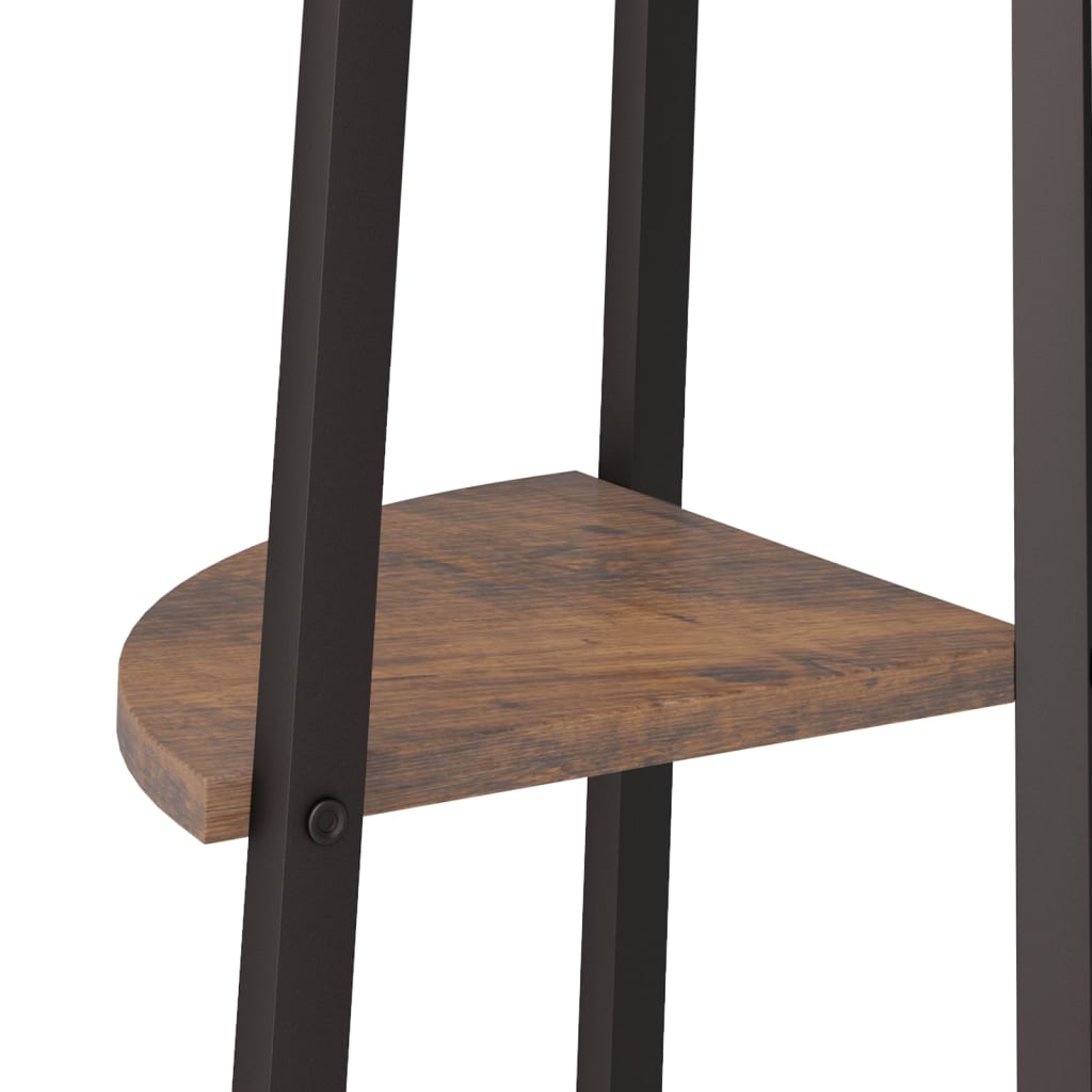 5 szintes sötétbarna és fekete sarokpolc 45,5 x 31,5 x 180 cm