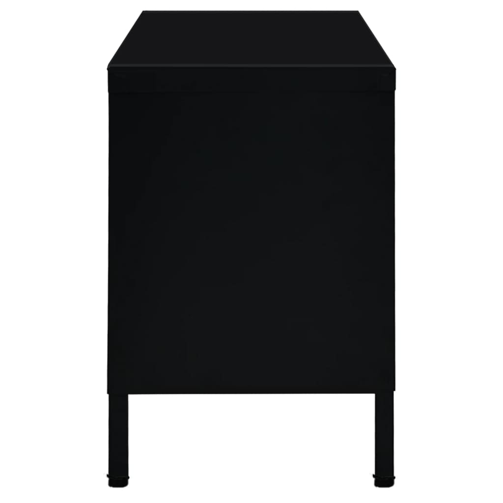 fekete acél és üveg TV-szekrény 90 x 30 x 44 cm