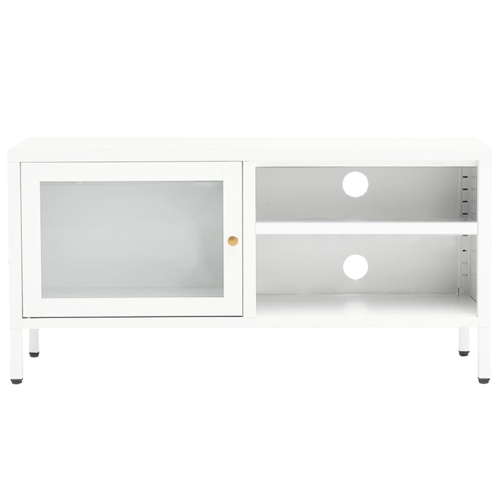 fehér acél és üveg TV-szekrény 90 x 30 x 44 cm