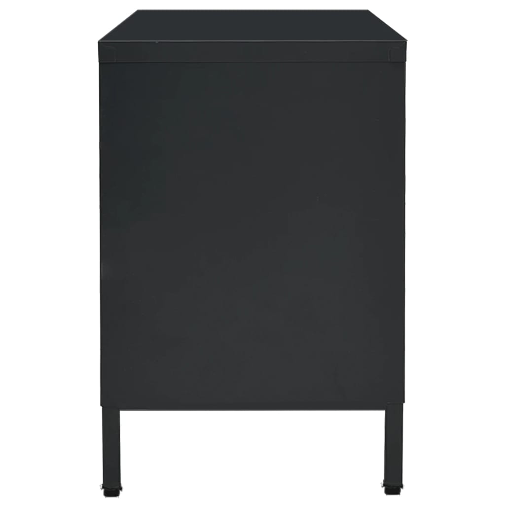 fekete acél és üveg TV-szekrény 105 x 35 x 52 cm