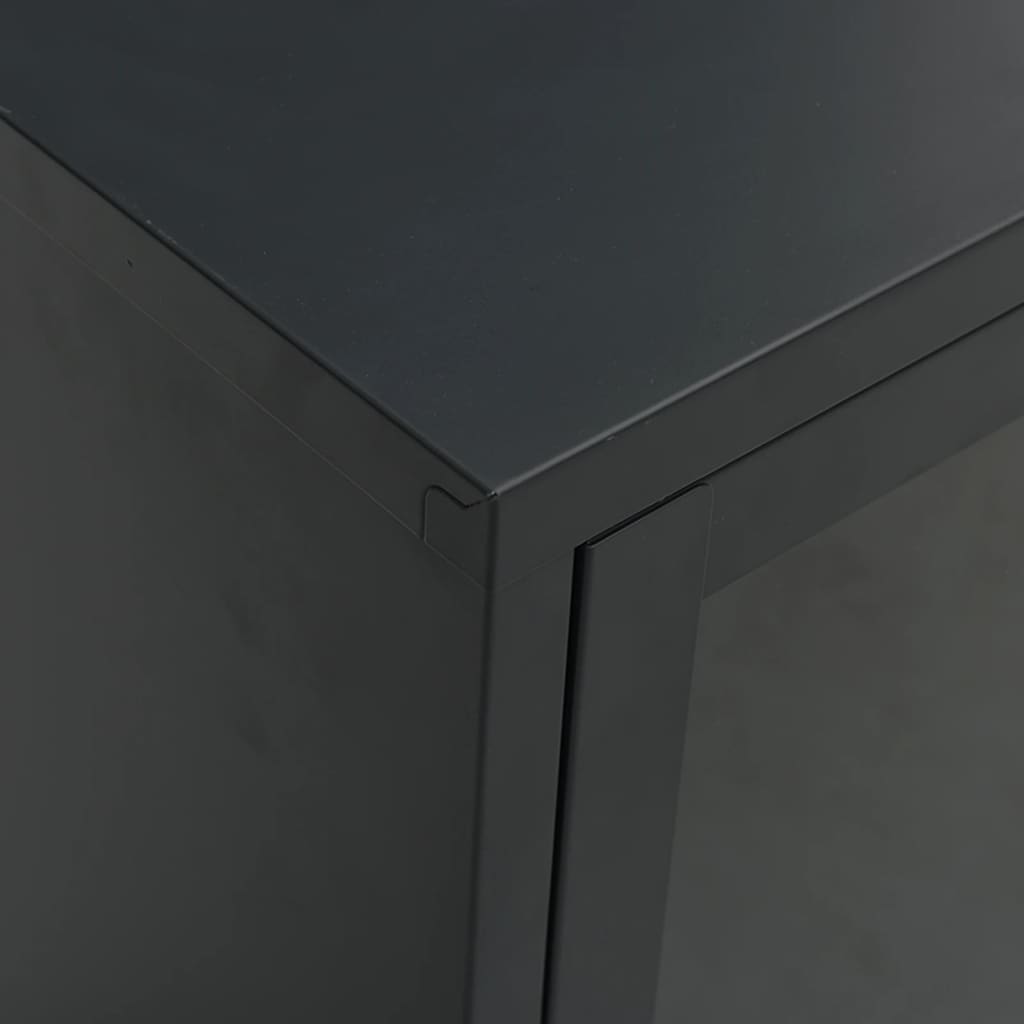 fekete acél és üveg TV-szekrény 105 x 35 x 52 cm