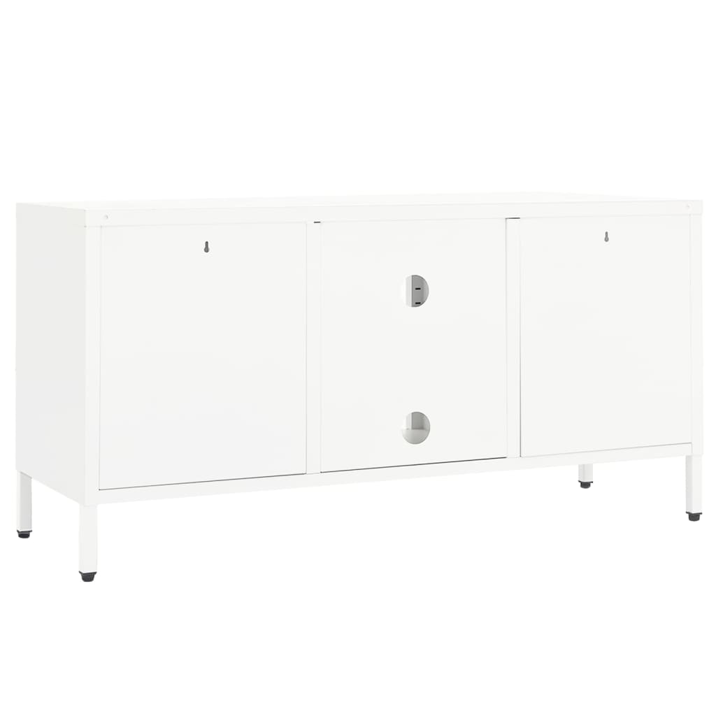 fehér acél és üveg TV-szekrény 105x35x52 cm
