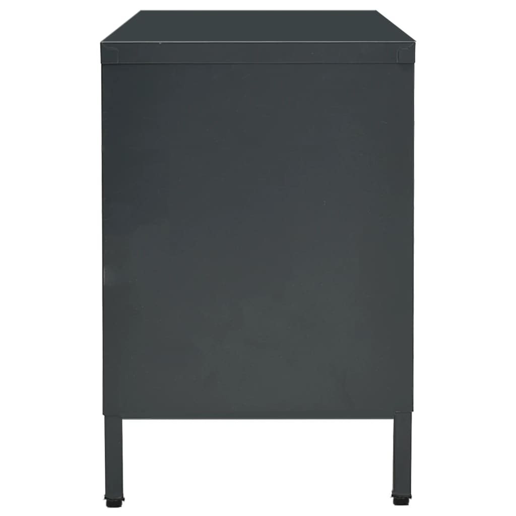 antracitszürke acél és üveg TV-szekrény 105 x 35 x 52 cm