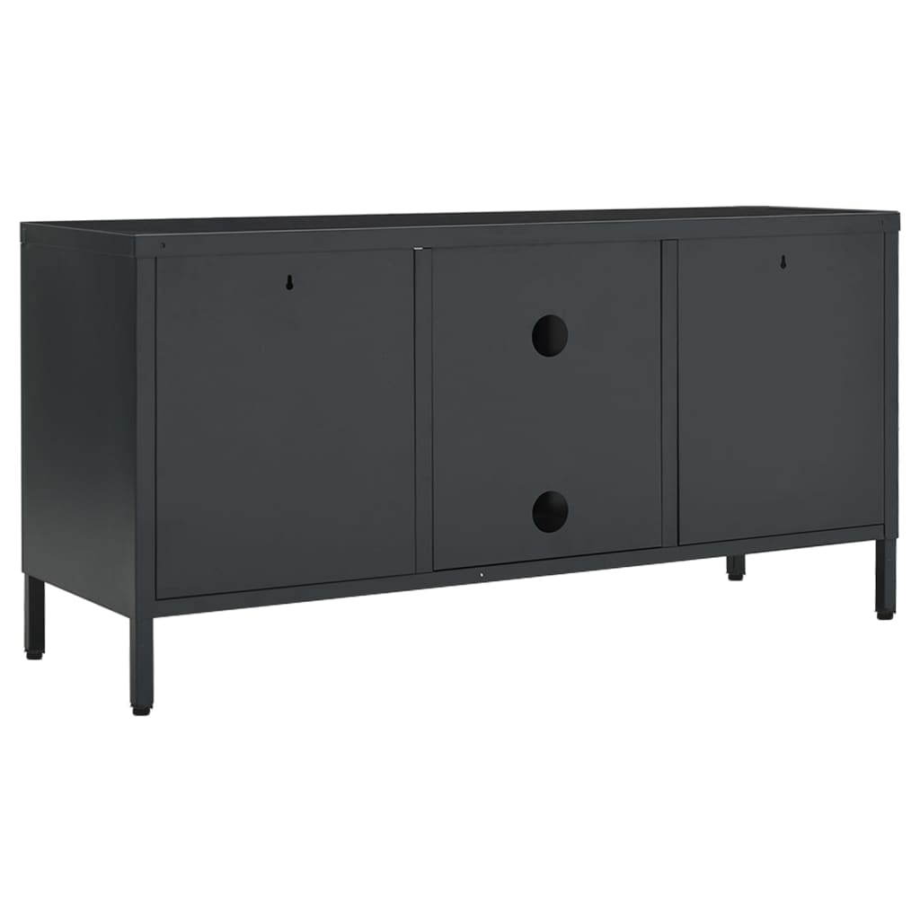 antracitszürke acél és üveg TV-szekrény 105 x 35 x 52 cm